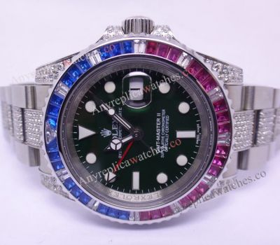 Swiss Replica Rolex GMT Master II Diamonds Watch